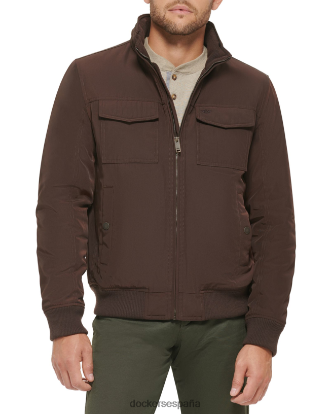 chamarra bomber militar de sarga de poliéster con 2 bolsillos hombres Dockers café negro - marrón ropa 8F0406801