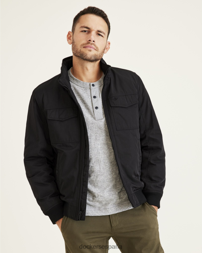 chamarra bomber militar de sarga de poliéster con 2 bolsillos hombres Dockers negro ropa 8F0406802
