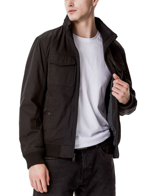 chamarra bomber militar de sarga de poliéster con 2 bolsillos hombres Dockers negro ropa 8F0406802