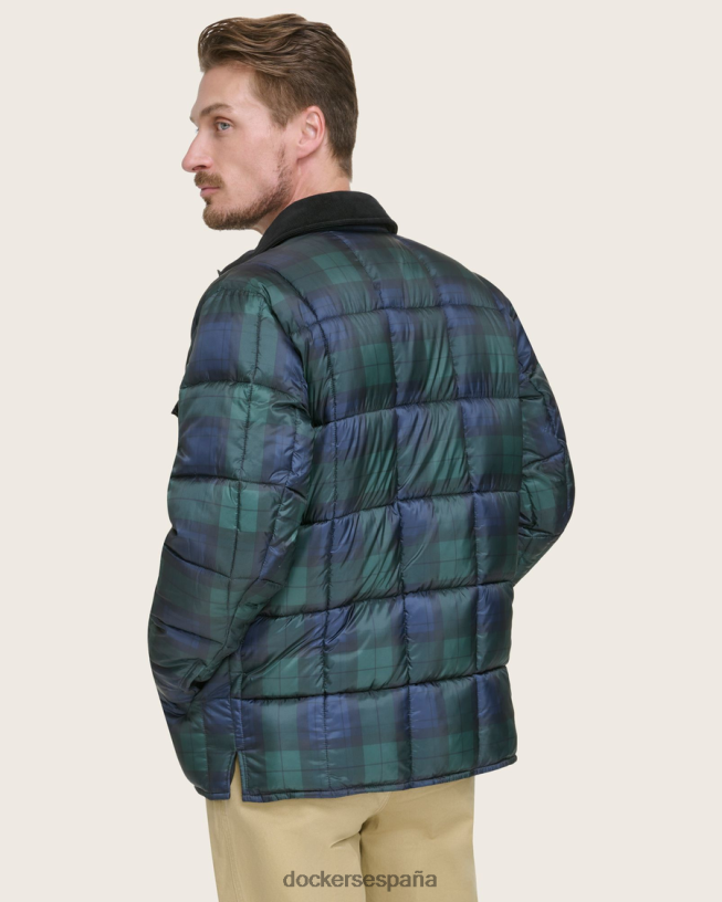 chaqueta acolchada de peso medio hombres Dockers pata de gallo a cuadros verde bosque ropa 8F0406288