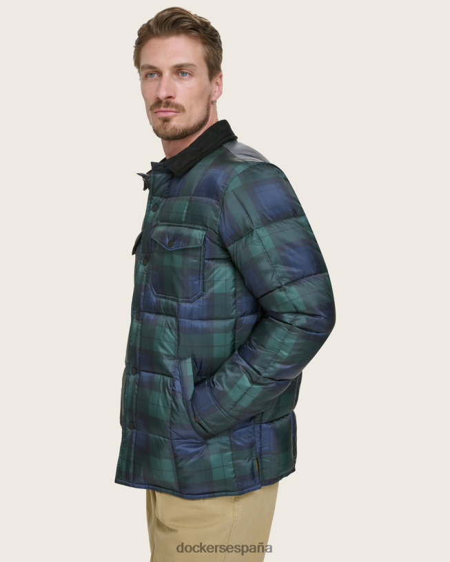 chaqueta acolchada de peso medio hombres Dockers pata de gallo a cuadros verde bosque ropa 8F0406288