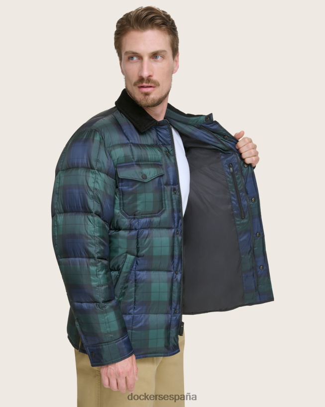 chaqueta acolchada de peso medio hombres Dockers pata de gallo a cuadros verde bosque ropa 8F0406288