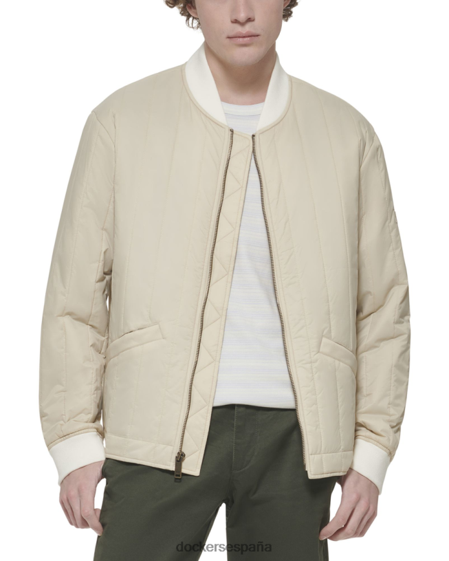 chaqueta bomber acolchada con canales de nailon reciclado hombres Dockers Sáhara caqui ropa 8F0406210