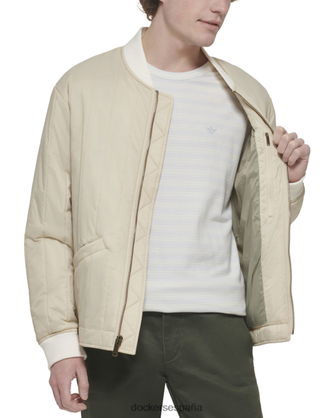chaqueta bomber acolchada con canales de nailon reciclado hombres Dockers Sáhara caqui ropa 8F0406210
