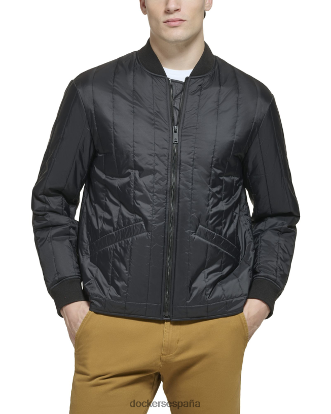 chaqueta bomber acolchada con canales de nailon reciclado hombres Dockers negro ropa 8F0406206