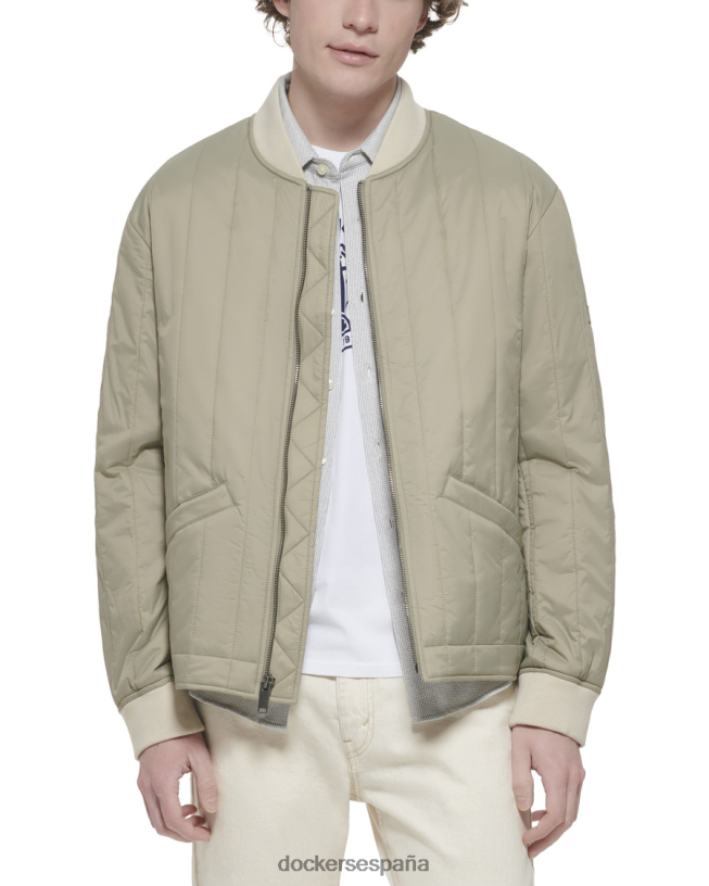 chaqueta bomber acolchada con canales de nailon reciclado hombres Dockers plata ropa 8F0406208