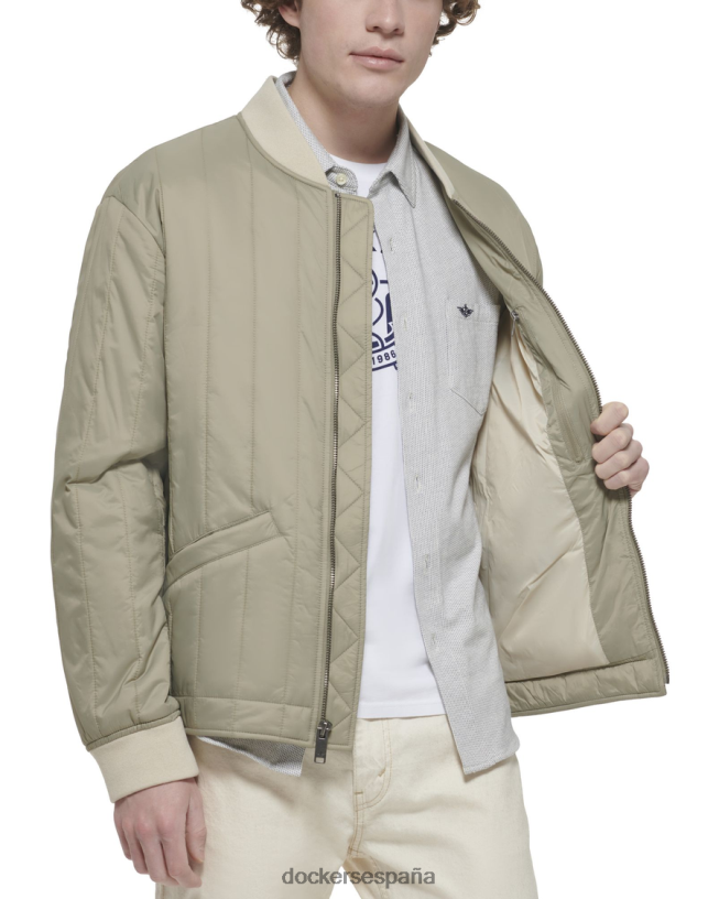 chaqueta bomber acolchada con canales de nailon reciclado hombres Dockers plata ropa 8F0406208