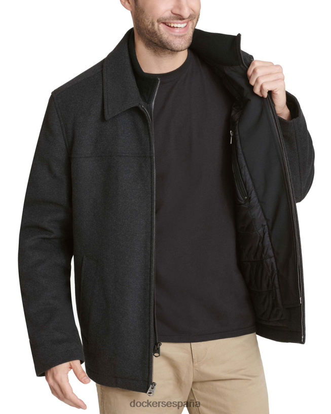 chaqueta de mezcla de lana, corte regular hombres Dockers carbón - negro ropa 8F0406773