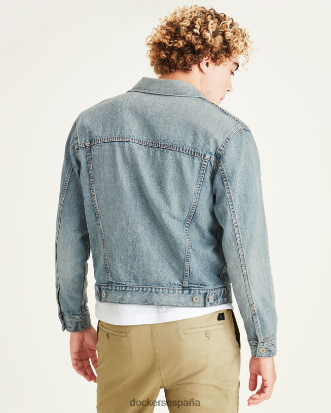 chaqueta estilo camionero, corte regular hombres Dockers lavado claro - azul ropa 8F0406544