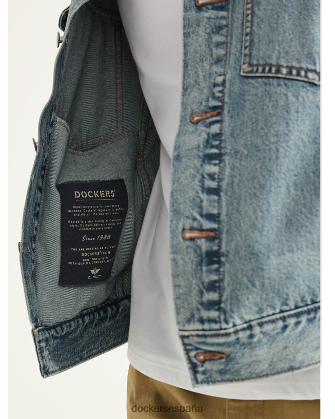 chaqueta estilo camionero, corte regular hombres Dockers lavado claro - azul ropa 8F0406544