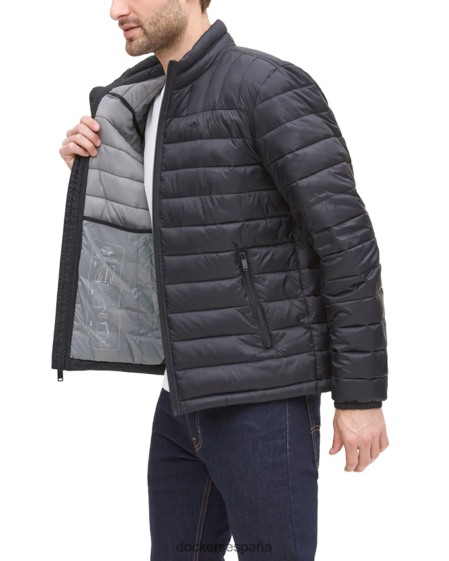 chaqueta plegable de nailon ligero hombres Dockers negro ropa 8F0406294