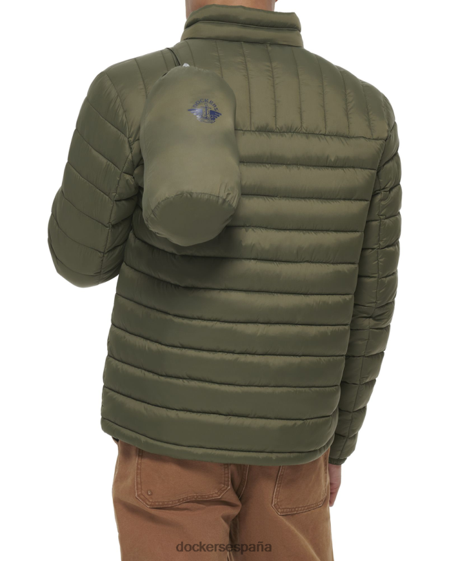 chaqueta plegable de nailon ligero hombres Dockers verde oliva ropa 8F0406296