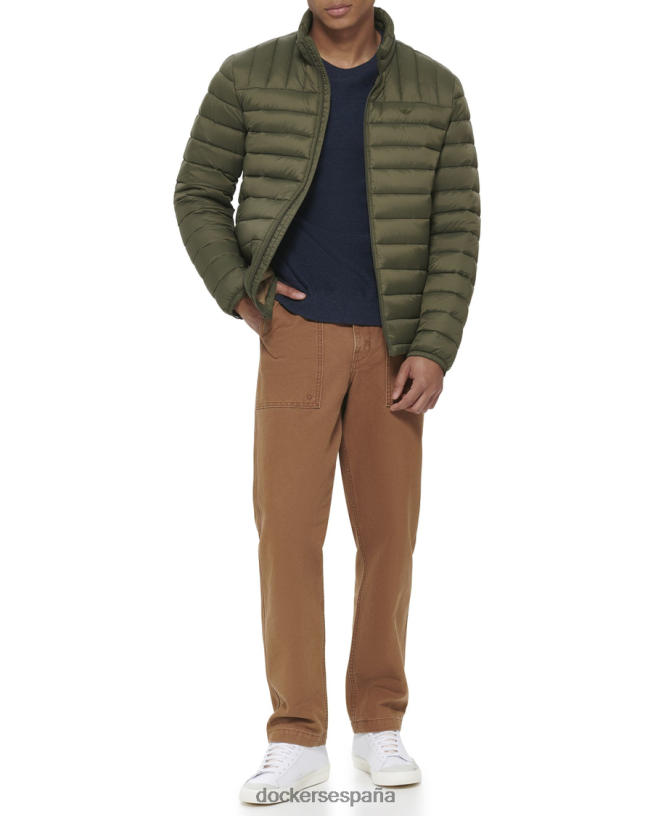 chaqueta plegable de nailon ligero hombres Dockers verde oliva ropa 8F0406296