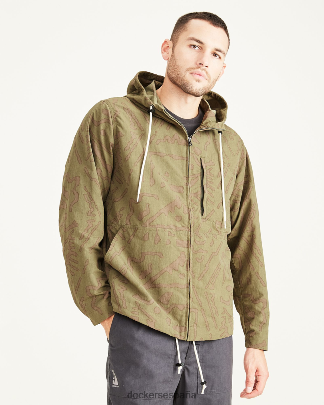 parka con cremallera completa, corte regular hombres Dockers camuflaje - verde ropa 8F0406643