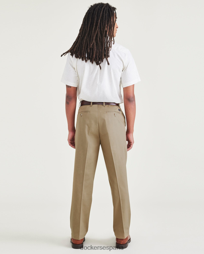 Caquis característicos sin plancha, ajuste relajado con protector de manchas. hombres Dockers nuevo caqui británico ropa 8F0406234