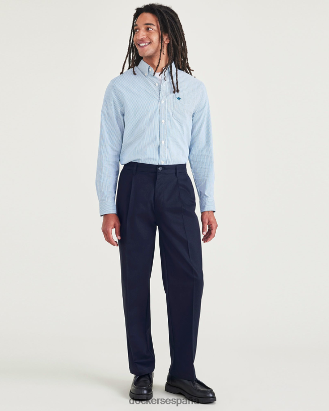 Caquis característicos sin plancha, plisados, corte relajado y protector contra manchas hombres Dockers blazer azul marino - azul ropa 8F0406230