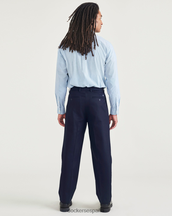 Caquis característicos sin plancha, plisados, corte relajado y protector contra manchas hombres Dockers blazer azul marino - azul ropa 8F0406230