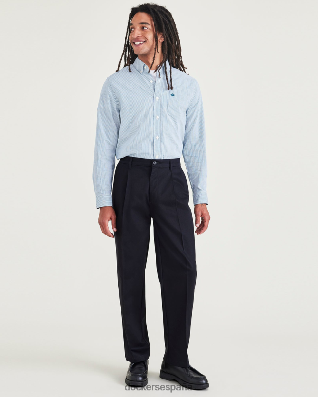 Caquis característicos sin plancha, plisados, corte relajado y protector contra manchas hombres Dockers hermoso negro ropa 8F0406231