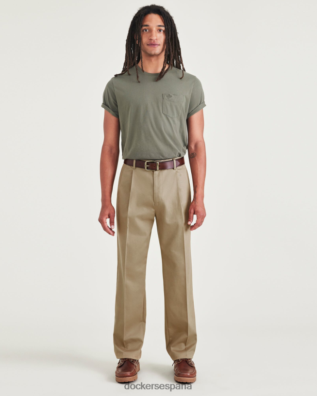 Caquis característicos sin plancha, plisados, corte relajado y protector contra manchas hombres Dockers nuevo caqui británico ropa 8F0406232