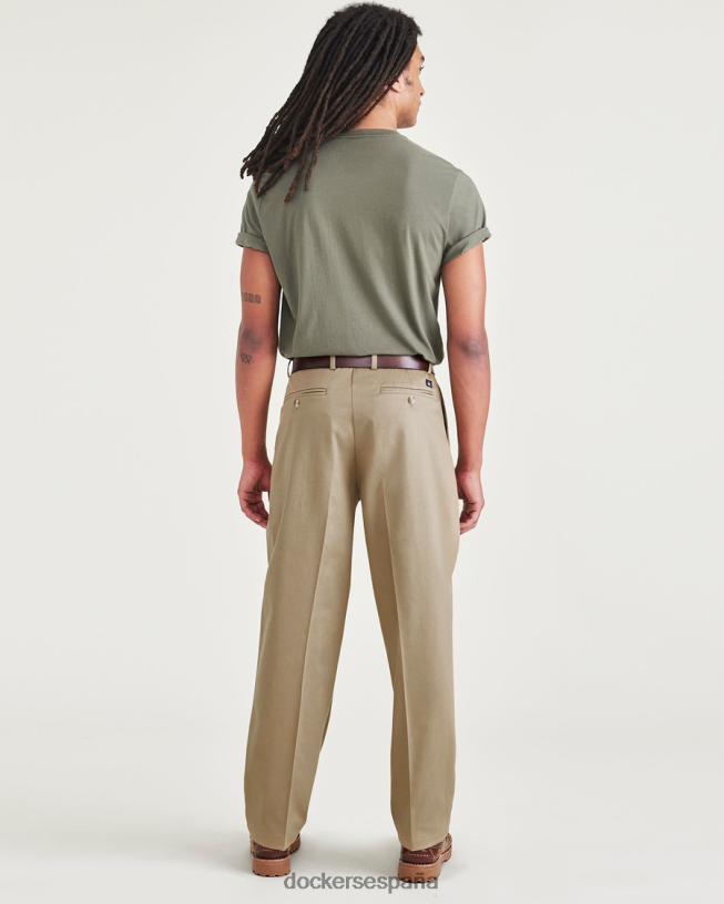 Caquis característicos sin plancha, plisados, corte relajado y protector contra manchas hombres Dockers nuevo caqui británico ropa 8F0406232