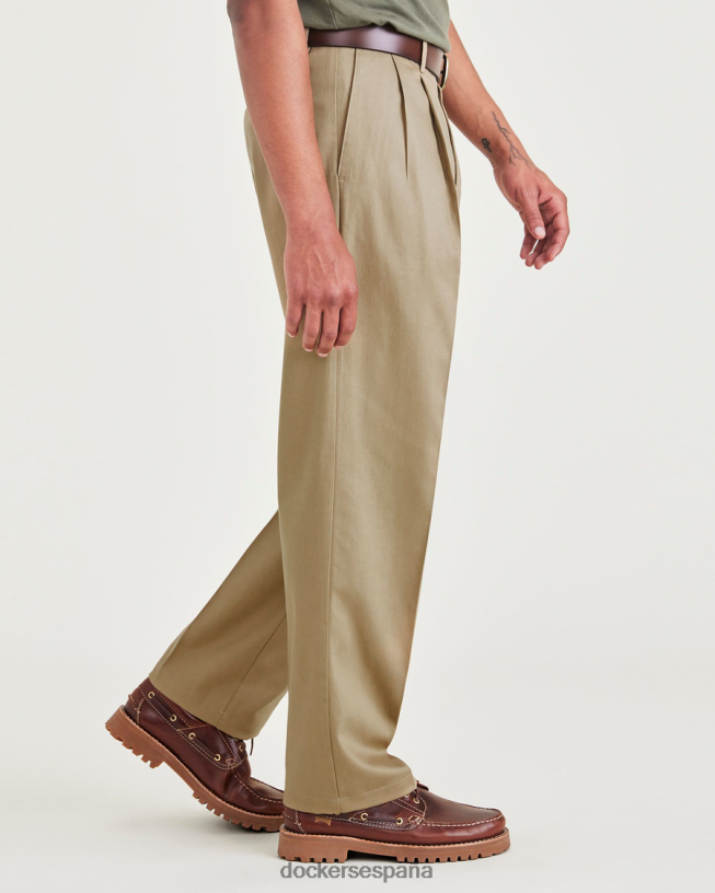 Caquis característicos sin plancha, plisados, corte relajado y protector contra manchas hombres Dockers nuevo caqui británico ropa 8F0406232