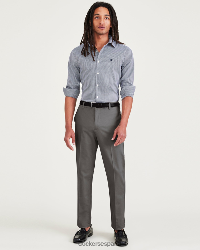 Caquis exclusivos sin plancha, corte entallado y protector contra manchas. hombres Dockers gris birmania ropa 8F0406240