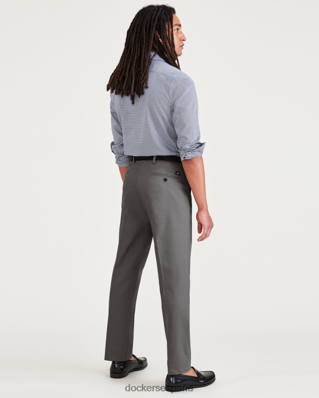 Caquis exclusivos sin plancha, corte entallado y protector contra manchas. hombres Dockers gris birmania ropa 8F0406240