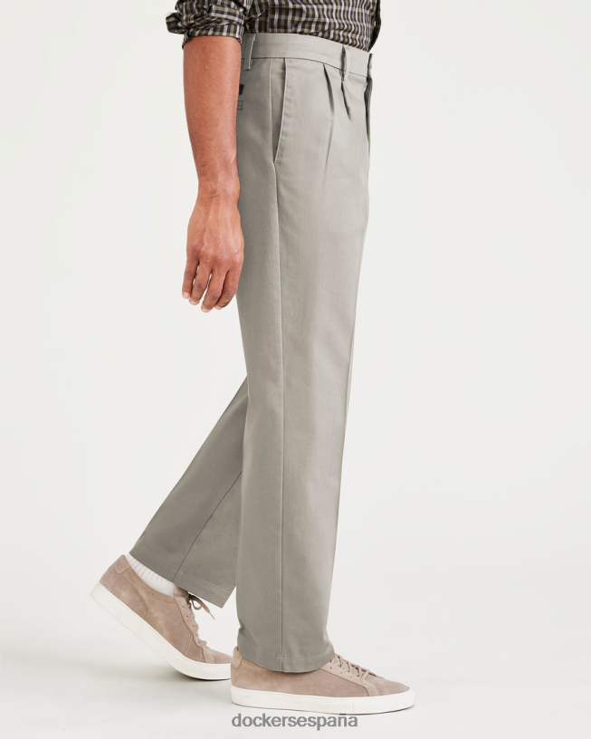 Caquis exclusivos sin plancha, plisados, ajuste clásico con protector contra manchas (grandes y altos) hombres Dockers guijarro oscuro - marrón ropa 8F0406505
