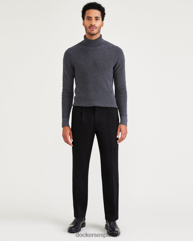 Caquis exclusivos sin plancha, plisados, ajuste clásico con protector contra manchas (grandes y altos) hombres Dockers hermoso negro ropa 8F0406500