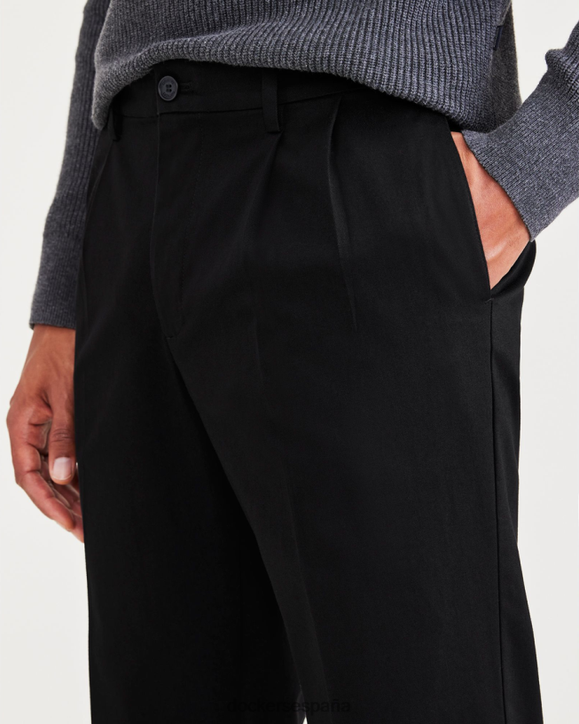 Caquis exclusivos sin plancha, plisados, ajuste clásico con protector contra manchas (grandes y altos) hombres Dockers hermoso negro ropa 8F0406500