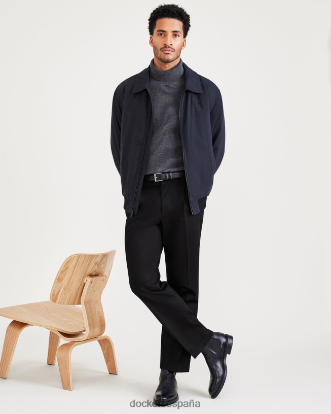 Caquis exclusivos sin plancha, plisados, ajuste clásico con protector contra manchas (grandes y altos) hombres Dockers hermoso negro ropa 8F0406500