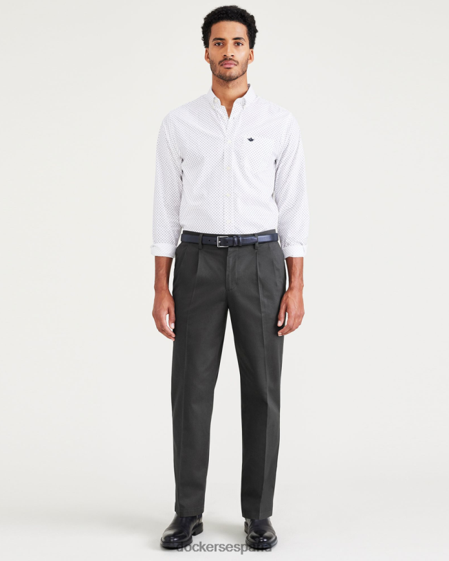 Caquis exclusivos sin plancha, plisados, ajuste clásico con protector contra manchas (grandes y altos) hombres Dockers trucha arcoíris - gris ropa 8F0406502