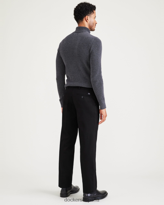 Caquis exclusivos sin plancha, plisados, ajuste clásico con protector contra manchas hombres Dockers hermoso negro ropa 8F0406235