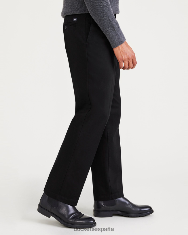 Caquis exclusivos sin plancha, plisados, ajuste clásico con protector contra manchas hombres Dockers hermoso negro ropa 8F0406235