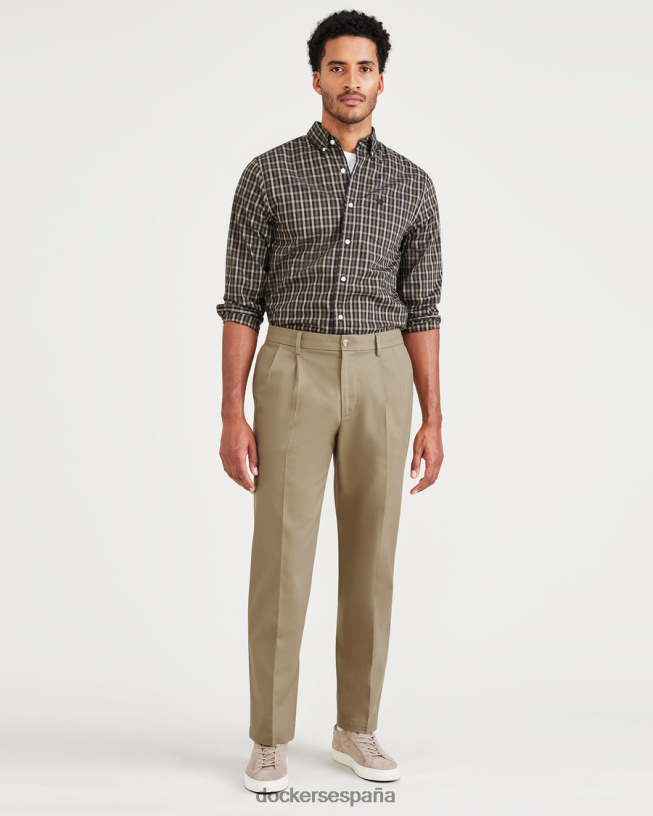 Caquis exclusivos sin plancha, plisados, ajuste clásico con protector contra manchas hombres Dockers nuevo caqui británico ropa 8F0406236