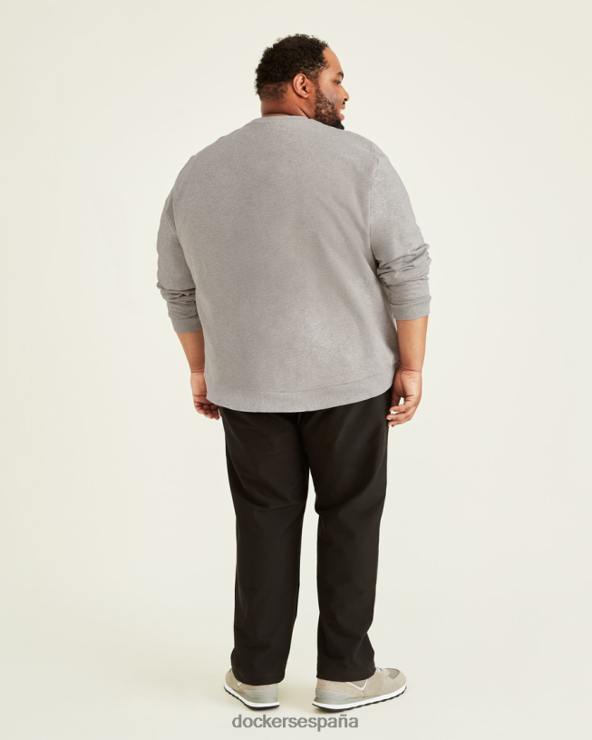 Chinos de punto cómodo, corte recto (grandes y altos) hombres Dockers negro mineral ropa 8F0406884