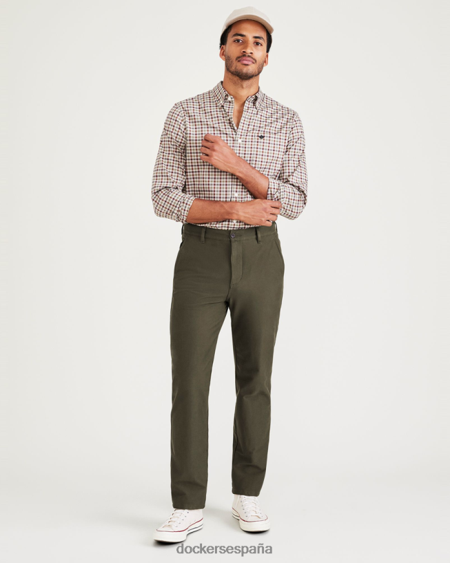 Chinos de punto cómodo, corte recto. hombres Dockers noche del bosque - verde ropa 8F0406735