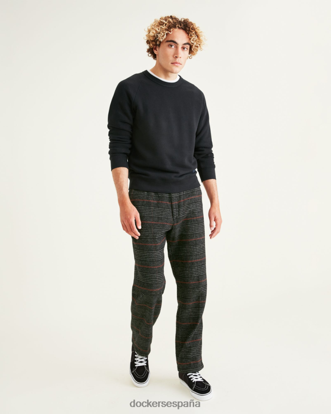 Chinos sin cordones, corte cónico hombres Dockers negro mineral ropa 8F0406724