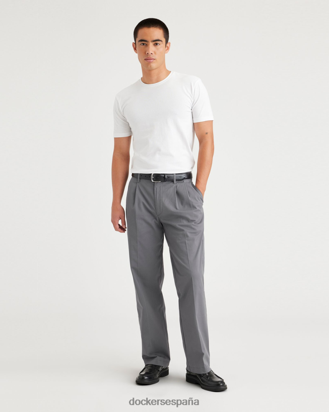 chinos esenciales, plisados, corte clásico hombres Dockers aparcamiento gris ropa 8F0406265
