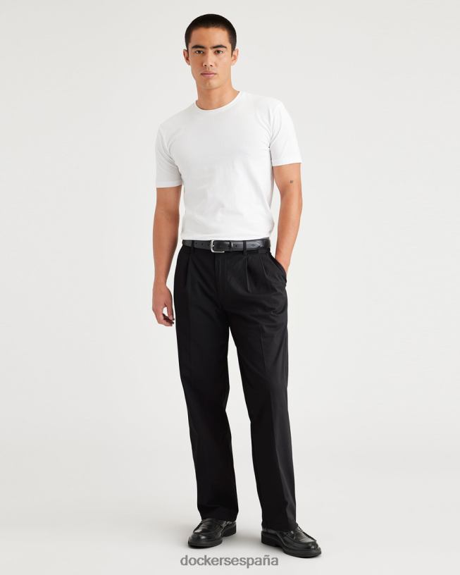 chinos esenciales, plisados, corte clásico hombres Dockers hermoso negro ropa 8F0406264