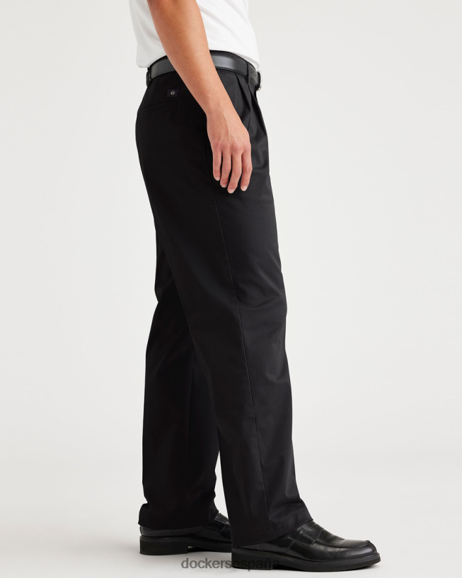 chinos esenciales, plisados, corte clásico hombres Dockers hermoso negro ropa 8F0406264