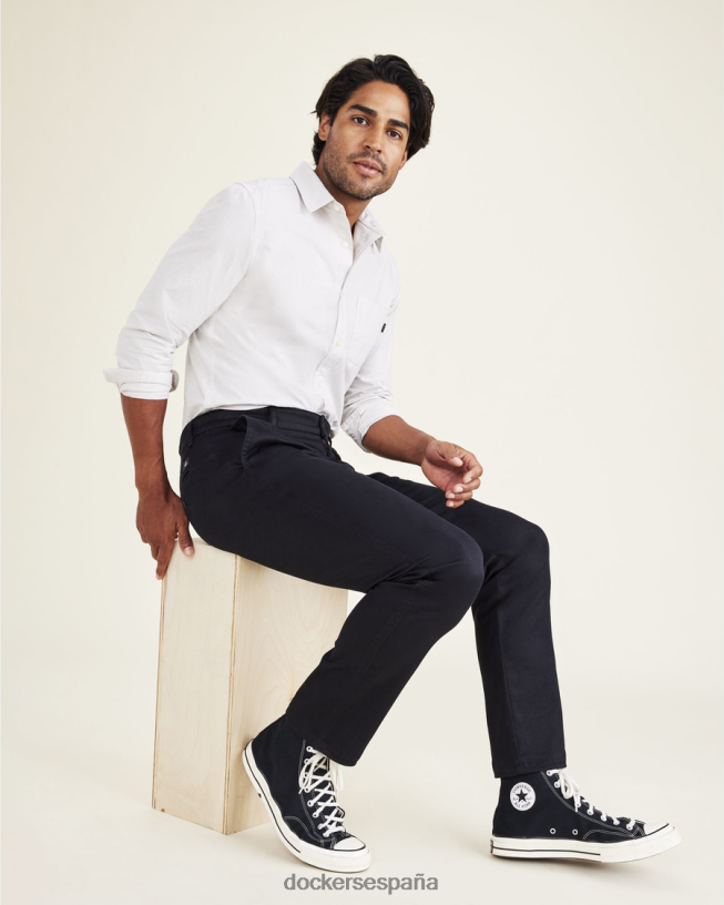 chinos originales, corte ajustado hombres Dockers hermoso negro ropa 8F0406274