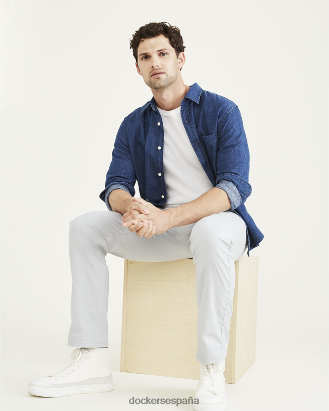 chinos originales, corte ajustado hombres Dockers tiro alto - gris ropa 8F0406737