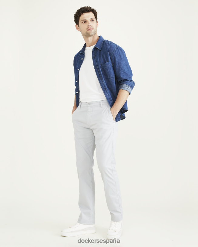 chinos originales, corte ajustado hombres Dockers tiro alto - gris ropa 8F0406737