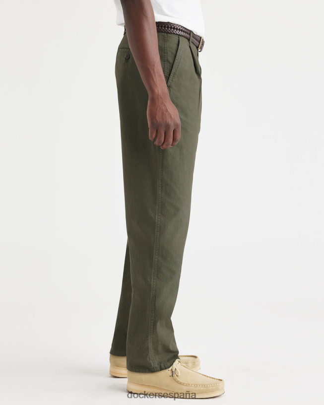 chinos originales, corte cónico relajado hombres Dockers crujiente verde ropa 8F0406280