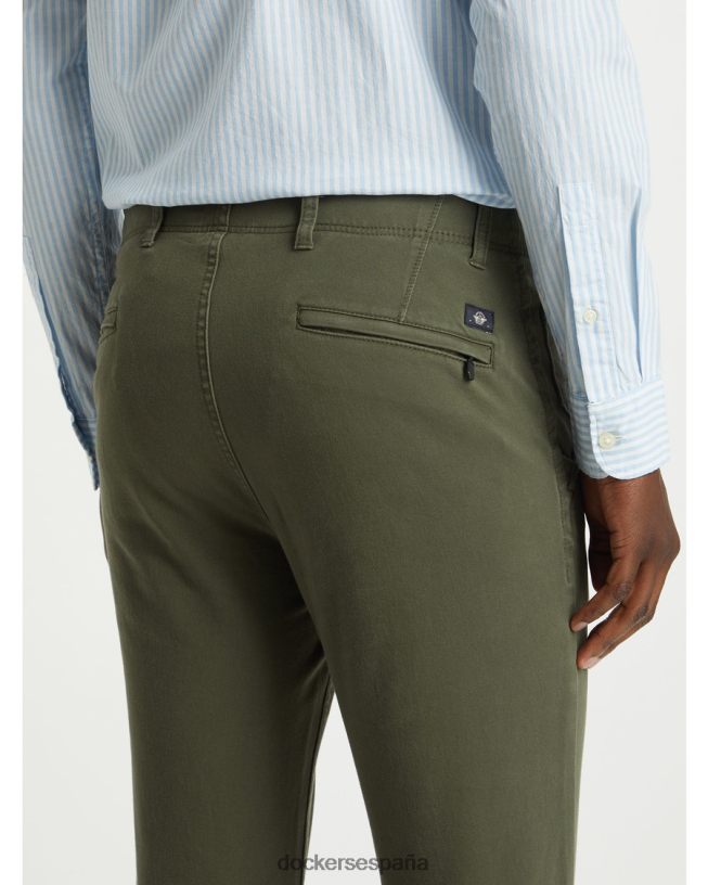 pantalones caqui alfa, corte ceñido hombres Dockers verde oliva ropa 8F0406787