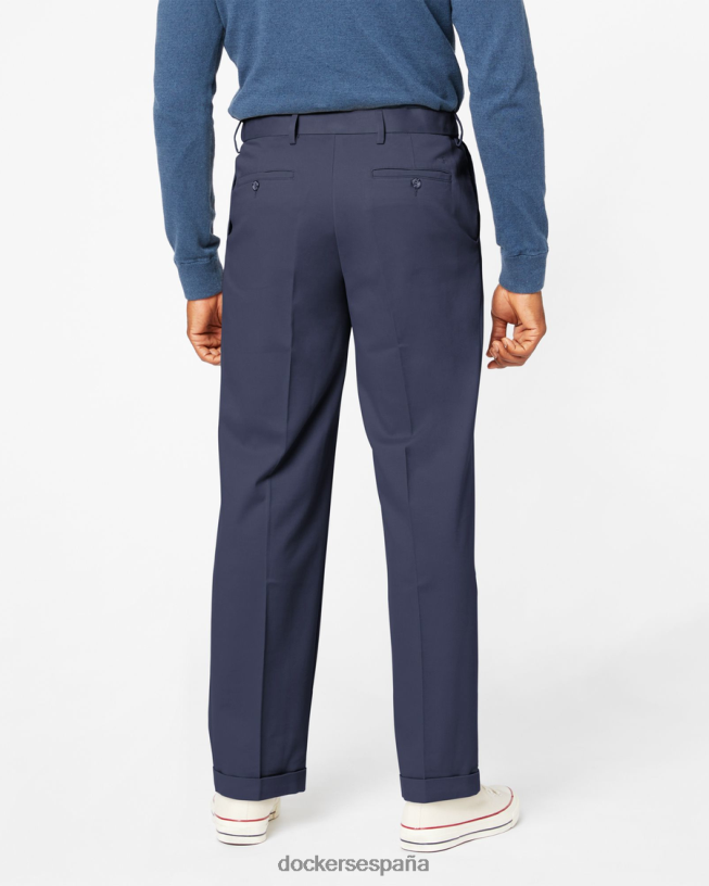 pantalones caqui cómodos, plisados ​​y de ajuste relajado hombres Dockers Azul marino ropa 8F0406776
