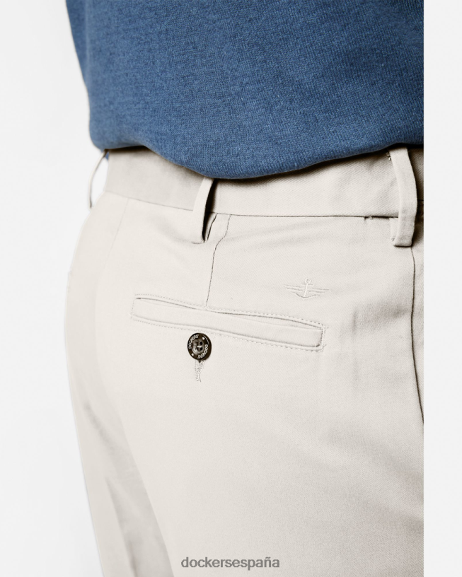 pantalones caqui cómodos, plisados ​​y de ajuste relajado hombres Dockers caqui porcelana - bronceado ropa 8F0406778