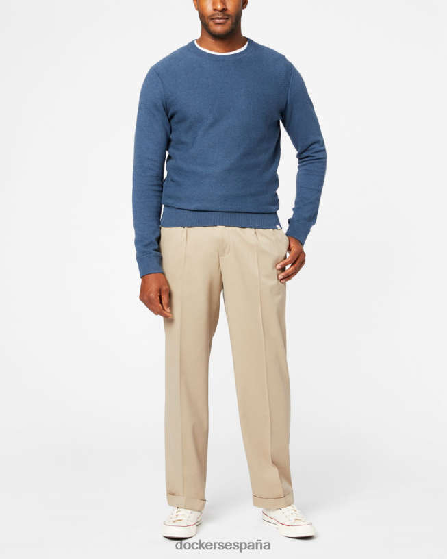 pantalones caqui cómodos, plisados ​​y de ajuste relajado hombres Dockers caqui ropa 8F0406777