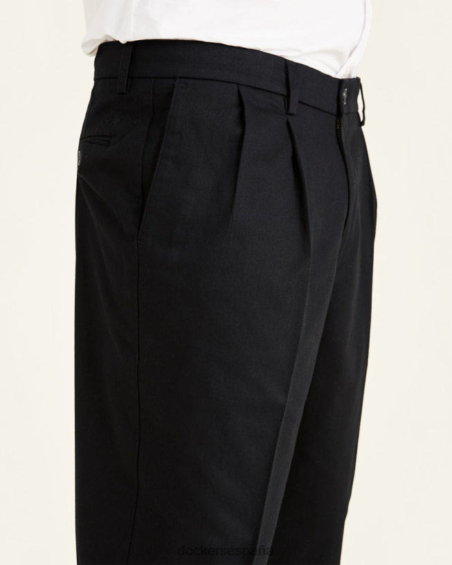 pantalones caqui característicos, plisados, ajuste clásico (grandes y altos) hombres Dockers negro ropa 8F0406453